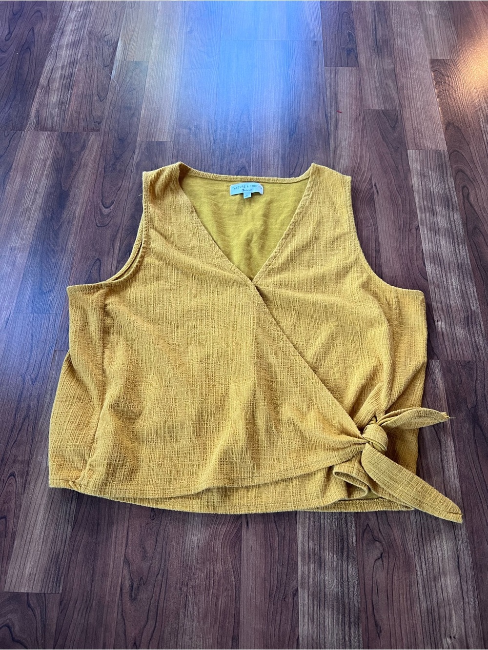Madewell Texture & Thread Mustard Side Tie Wrap Top XL